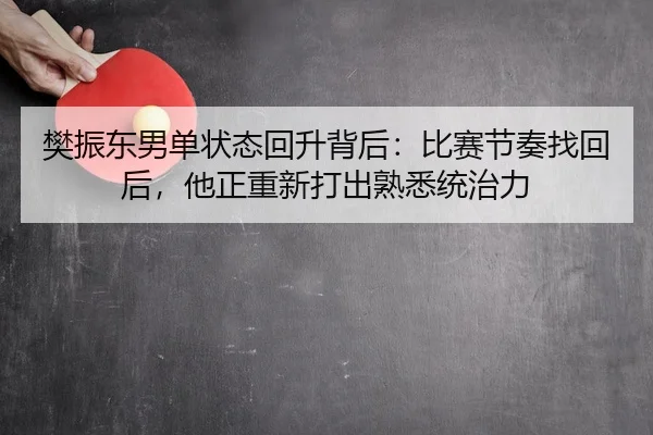 樊振东男单状态回升背后：比赛节奏找回后，他正重新打出熟悉统治力